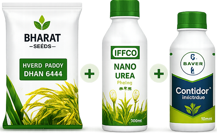 Paddy growth booster combo with seeds, urea, and spray